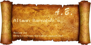 Altman Barnabás névjegykártya