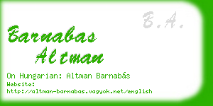 barnabas altman business card